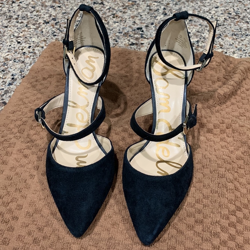 Sam Edelman Black Suede Pointed Double-Ankle Strap Heels - Picture 8 of 8
